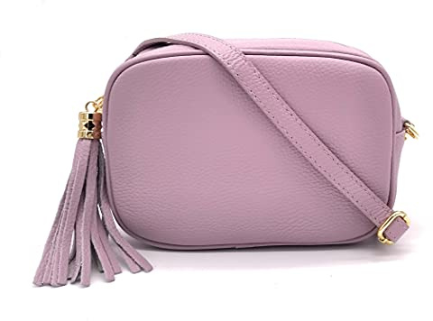 ELIOX Borsa Donna Vera Pelle Made In Italy Piccola Borsetta a Tracolla Elegante Moda Crossbody Bag Genuine Leather (Lilla)