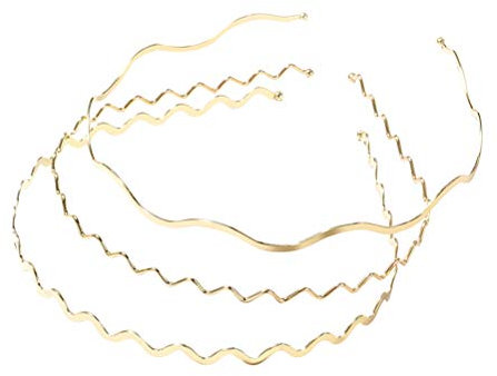 Luxshiny 3 Stück Haarreif Metall Schmal, Metall Welle Haarband Haarreif Gold Hochzeit Haarreifen Damen Rutschfest Welliges Blondes Stirnband für Yoga Outdoor Sports Tägliches Tragen