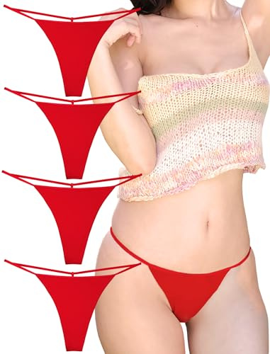 KUKU PANDA Sexy T Indietro Perizoma Slip Donna Tanga Cotone Elastico Mutande Senza Cuciture Pacco da 4
