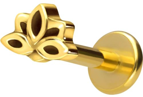 PIERCINGLINE Titan Labret mit Innengewinde Titan Aufsatz LOTUSBLÜTE Piercing Lippe Nase Ohr Helix Tragus Medusa Farb & Größenauswahl