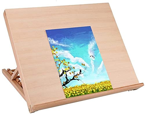 Pintor de Mesa de Caballete A2, Pintura de Mesa de ángulo Ajustable Dibujo de Soporte de Madera 49 x 42 x 6,5 cm