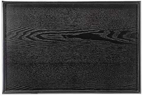 17.7 x 13 Inches Extra Large Solid Wood Serving Tray for Tea Coffee Table Snack Food Meals Serving Plate Kitchen Party Bar Breakfast Server with Raised Edges Black Wooden Decorative Ottoman Tray