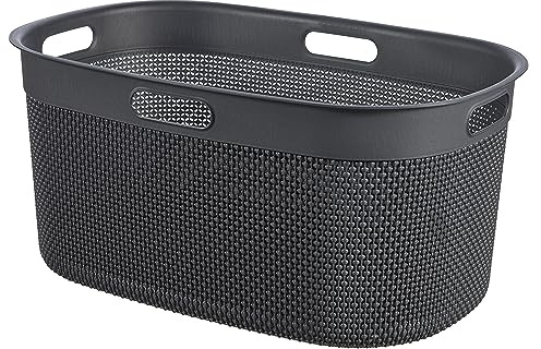 Keter Curver Filo Wäschekorb, Grau, Fassungsvermögen 45 Liter, 100% recycelt, 45 x 35 x 61 cm