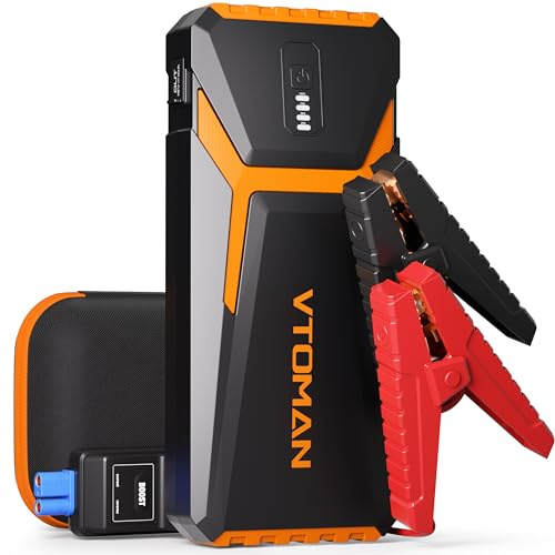 VTOMAN V10 Pro 4500A Booster Batterie Voiture Puissant, 12V Demarreur Batterie Voiture (Jusqu’à Tous Essence/10.0L Diesel), avec Intelligentes Câbles de Démarrage pour Auto, Lampe LED (Orange)