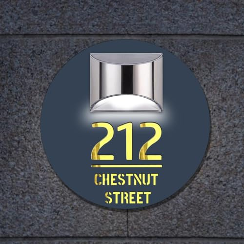 Numero civico solare personalizzato Targhe Numeri di Porta Illuminati Segni Targa Personalizzata Moderna Indirizzo Nome Targa Giardino Esterno Luce,strada segno della porta personalizzabile,Cerchio