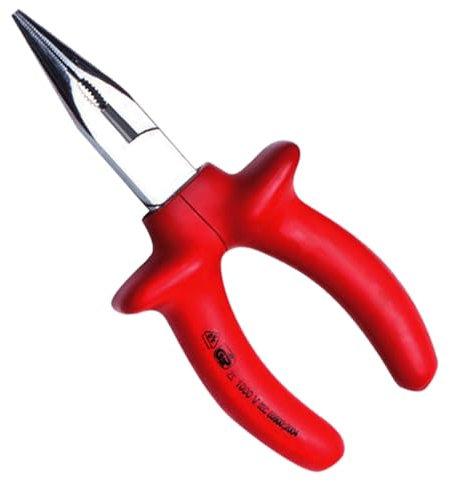 WEDO - Isolierte Nadelspitzzange, 8 Zoll lange Nasenschneidezange, VDE-Zange 1000 V, CR-V-Stahl, rutschfeste Tauchgriffe, Länge 200 mm, geschmiedet,