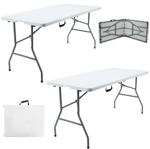 Denny International 1.8M 6ft Heavy Duty Folding Table for Catering Camping Table Trestle for BBQ Picnic Party (2)