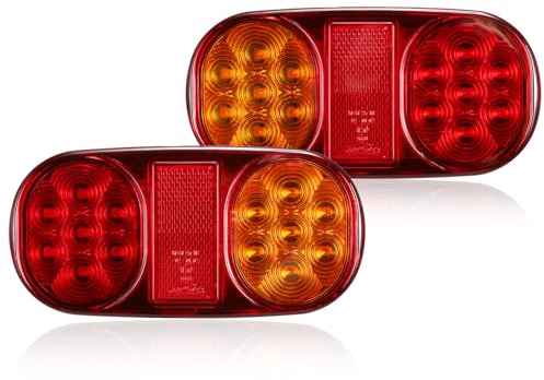 SPARKMOTO 2 x LED Rückleuchten Heckleuchten Anhänger 12V Wasserdicht 5 Funktionen Beleuchtung Rücklichter für PKW Anhänger KFZ Traktor Caravan Wohnwagen,ECE R10 EMC Zulassung