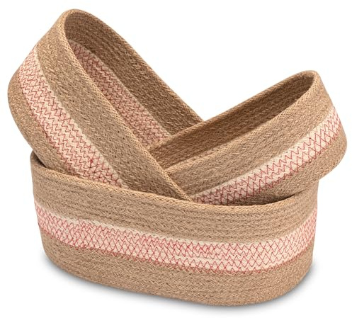 Decorasian Organizer Korb aus Jute geflochten – Set aus 3 ovalen Körben – Wickelkorb bzw. Wickeltisch Organizer