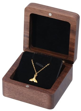 CHGCRAFT Wooden Cufflink Gift Box Vintage Rustic Walnut 2.7x2.7x1.4 Inch | For Men and Women Wedding Business Anniversary Birthday Gifts with Hardwood for Tie Clips and Small Jewelry Storage