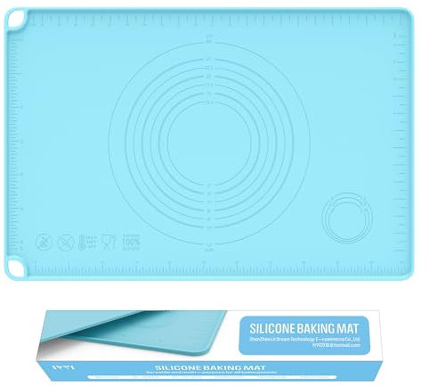 Tappetino da forno in silicone con misurazioni - Tappetino antiaderente per impasti di pasta e dolci per pizza, pane, torta e macaron - Perfetto sostituto della teglia da forno, 24''*16'' (Blu)