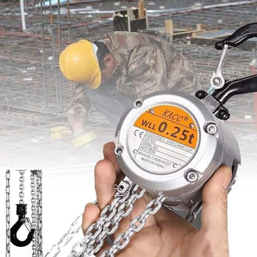 JMbpkduHs 250 Kg / 500 Kg Manual Chain Hoist, 3-m Single Chain Hand Hoist, With Heavy Steel Hook, Lightweight Reverse Chain, For Lifting, Construction, Garage, Warehouse, Auto Machinery,250KG