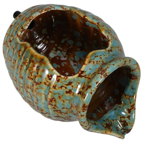 Yardwe Outdoor Garden Fountain Spitter,Tabletop Water Fountain Jar Outdoor Water Fountains Ceramic Jug Planter Pond Spitter Fish Tank Cave Backyard Water Feature Green