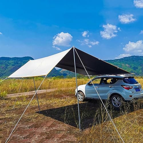 BTURYT Camping Vorzelt 5 m x 3 m Große Einziehbare Auto-Seitenmarkise für den Außenbereich, Vielseitige Auto-Markise für Camping-Autos, Wasserdichter Dachzelt-Markisenschutz