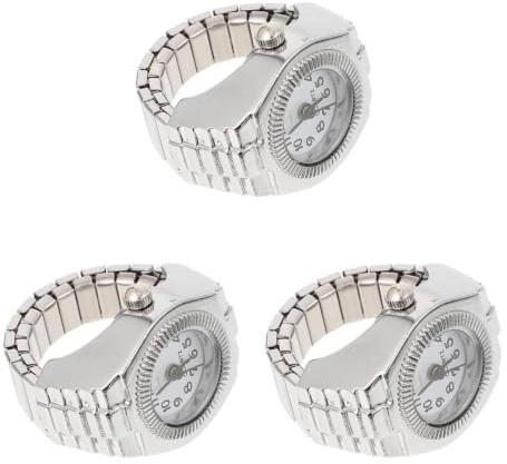 SAFIGLE 3stücke Damen Ringuhr Casual Quarzuhr Für Finger Elastisches Design Schmuckuhr Für Geschenkidee Für Geburtstage Und Feiertage