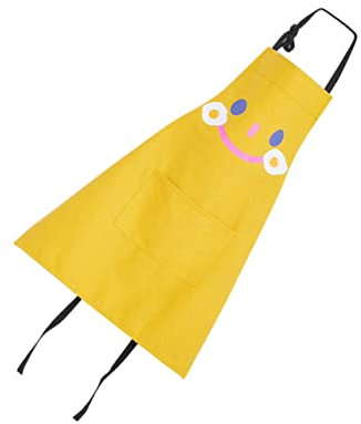 Mikinona Einstellbare Kochschürze Mit Taschen Für Erwachsene Und Junge Mädchen Praktische Malerschürze Im Big Eyes Design Gelb Für Kochen Malen Und Basteln