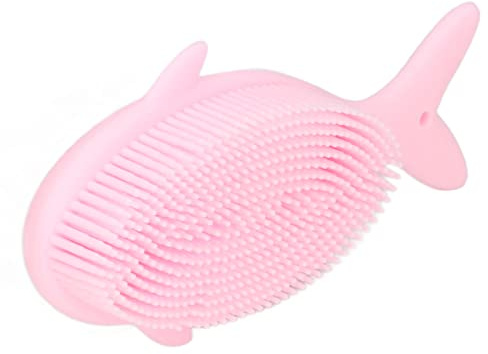 Baby-Badebürste, Silikon-Handbürste, niedliche Shampoo-Bürste, Babyparty-Peeling-Bürste, Kinder-Shampoo-Bürste, Silikon-Baby-Kopfhautwäscher für Kinder und Erwachsene (Roseate)