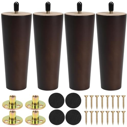Zythrem Wooden Furniture Legs 15cm Sofa Legs Set of 4 Sofa Feet Walnut