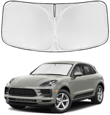 for Porsche Macan 2014-2024 2025 2026 Windshield Sun Shade - 4 Layers Car Sunshades for Front Windows Shade Cover Custom Fit Macan Sun Visor 240T Retractable Shade Blocks UV Rays Car Accessories