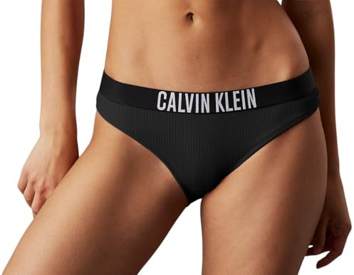 Calvin Klein Bas de Bikini Femme avec Ceinture Emblématique, Noir (Black), M