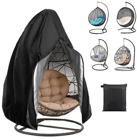 Genérico Funda para Silla Colgante Impermeable Cubierta para Silla Colgante con Cremallera, Impermeable Muebles Funda Oxford 210D para Cesta Colgante, Columpio, Sillón balancín(Negro,115 * 190CM)