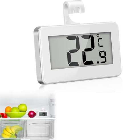 Jinpojun Termometro Digital Cocina, Termómetro de Congelador Digital para Frigorífico con Pantalla LCD, Termometro Congelador Refrigerador, Mini Termometro Nevera, Tres Modos de Colocación