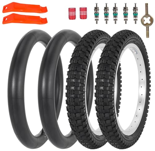 RUTU 2-Pack 16x2.4 Reifen und Innenrohr Set, 16-Zoll faltender Fahrradreifen für Dirt Bike Kinderfahrräder, 64-305 Reifen kompatibel mit MX500 MX650 faltbaren Reifen 2-PCS