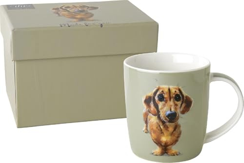 IHR - POM 1078666 - Kaffeebecher, Dog Buddy, Hund, Dackel, Porzellan, 8,5cm x 9cm, 300ml, mit Geschenkverpackung