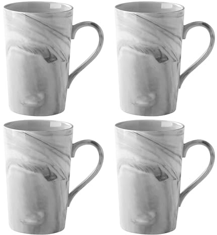 Lydlrum Ceramics Mugs, 350ml 4 Pcs Grey Marble Ceramic Cup for Home and Office, Microwave Dishwasher Safe,