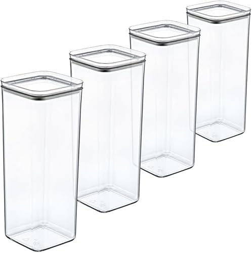 SUSTANIA Vorratsdosen Set 4x2L Luftdicht, Frischhaltedosen mit Deckel, Aufbewahrungsbox Küche, BPA-frei, transparent, 26,5x10,5x10,5cm, Kunststoff, ideal für Lebensmittel, Müsli, Pasta