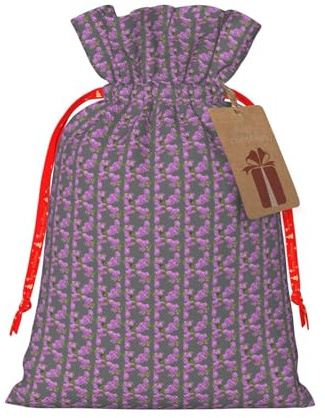 SDFHU Incorniciatura fiori lilla in fiore stampa festiva sacchetto regalo di Natale coulisse per feste di Natale regali di compleanno