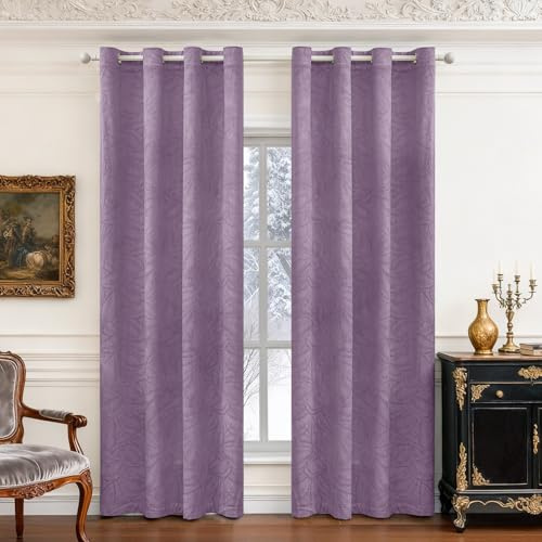 Ystyle Verdunklungsvorhänge Samt 2er Set, 140 x 225 cm, Lila | Thermovorhang Kälteschutz, Gardinen Mit Ösen, Blackout Curtain Für Schlafzimmer Esszimmer, Gardinen Wohnzimmer Modern