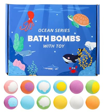 Sfera da Bagno Effervescente,Dodici Pezzi Detergenti Delicati Tema Mare,Sfera Effervescente da Bagno a Tema Marittimo con Bolle - per il Relax in SPA a Casa in Viaggio e in Hotel