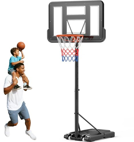 Basketballkorb höhenverstellbar, mit Rollen, wetterfest für Garten | Befüllbarer Sockel, 157-305cm Höhe, Stahlrahmen, werkzeuglose Verstellung, für alle Altersgruppen