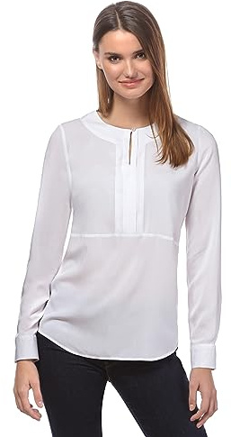 Vincenzo Boretti Blusa, Taglio Giusto, Scollo Rotondo Bianco M