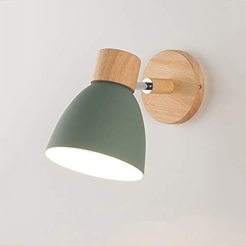Wandlampe Holz Wandleuchte E27 Verstellbare Wandbeleuchtung Leselampe Innenwandleuchte Eisen Wand Strahler Schlafzimmer Wohnzimmer Flur Esszimmer Nacht Beleuchtung,Grün