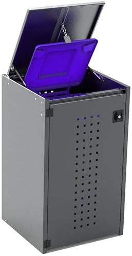 Mülltonnenbox Boxxi aus Aluminium in Anthrazit RAL 7016 als Bausatz von reinkedesign (1 x 120l, Kippdach)
