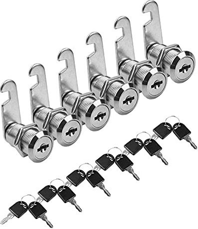 MoHern skåplås, 6 st Keyed Alike 30 mm (1-1/8 tum) cylinderlås, zinklegering kamlås med nycklar för skåp, låda, husbil och mer
