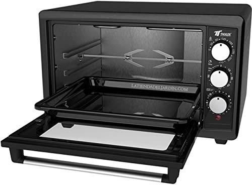 Suinga Horno Eléctrico de Convección 38L | Potencia 1800W | 52,7x45,3x33,7 cm | Función Rustipollo y Brocheta | Termostato Ajustable hasta 250ºC | Incluye Rejilla y Bandeja | Temporizador de 90 min