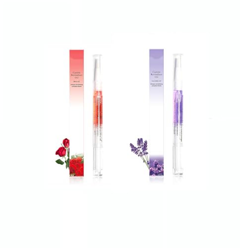 AIJIMEI Lot de 2 stylos à huile pour cuticules - Pour ongles - Huile de nutrition humide - Adoucit les peaux mortes et les barbes - Outils de manucure