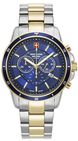Swiss Alpine Military Herren-Armbanduhr Chronograph Analog Quarz Edelstahl 7089.9