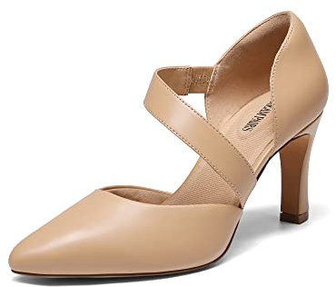 DREAM PAIRS Decollete Donna Tacco Alto Lavoro | Soletta 3D, intersuola PP, cinturino asimmetrico, punta foderata, eleganti per lavoro e matrimoni.