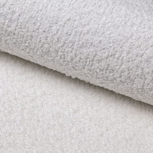 Heko Panels Milano Stoff Meterware Bouclé Kuschelweich Premium Polsterstoff Aus PES Teddystoff Nähstoffe Möbelstoffe Dekostoffe Handwerken UV-beständig Milano Polarweiß 2 Meter 142 x 200 cm