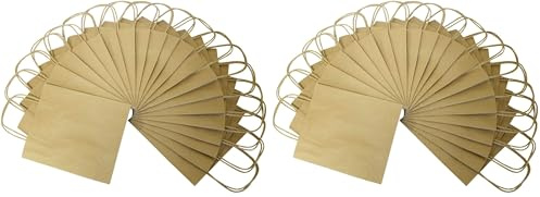 folia 21210 - Papiertüten aus Kraftpapier, Geschenktüten, 20 Stück, ca. 12 x 5,5 x 15 cm, natur - zum Basteln, Verzieren und Verschenken (Packung mit 2)