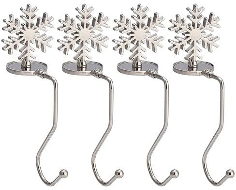 Kaminregal, Weihnachtsstrumpfhalter, Weihnachtsstrumpf-Haken für Weihnachtsfeier, Dekoration, Schneeflocke, 4 Stück