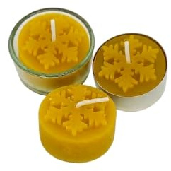 Teelichter aus 100% Bienenwachs mit Glas - Set-Angebot (Schneeflocke, 30er Set)