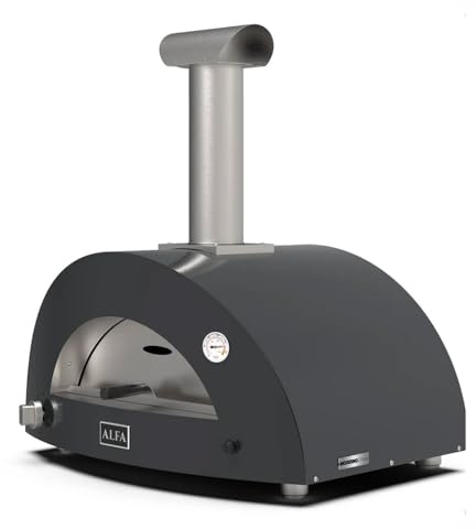 Alfa Forni Barbecue a carbone di Marca Modello Moderno 3 Pizze Legno Ardesia Grey