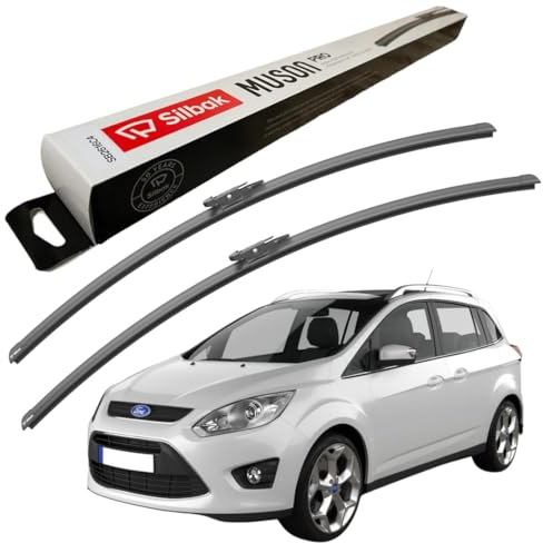 Silbak Windscreen Wipers, fits for FORD GRAND C-MAX (08/2010-03/2015) Front Wiper Blades, 700mm/650mm