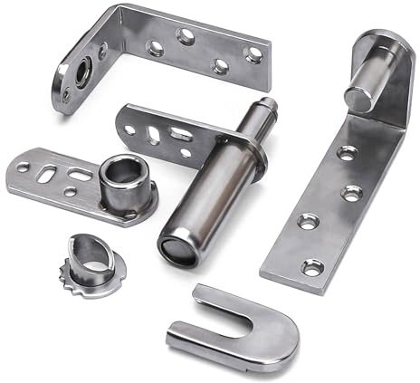 Stainless Steel Door Hinge Set, Self-Return Swinging Door Hinge, Two-Way Opening Hinge for Saloon/Cafe/Bar Door (Upper & Lower Hinge)