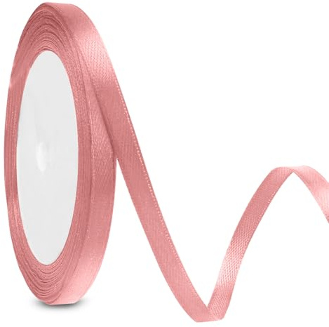 Verpackungsbänder 6mm 23m Geschenkband Rosa Geschenkband Weihnachten Schleifenband Weihnachten Satinband Rosa Stoffband Roségold Geschenkbänd Stoff Dekoband Geschenkverpackung Dekorative Satinbänder